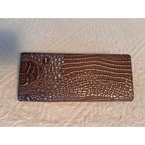 EXPRESSIONS NYC Clutch Bag Brown Silver Crocodile Embossed Chain Strap Chic Glam - Picture 3 of 10
